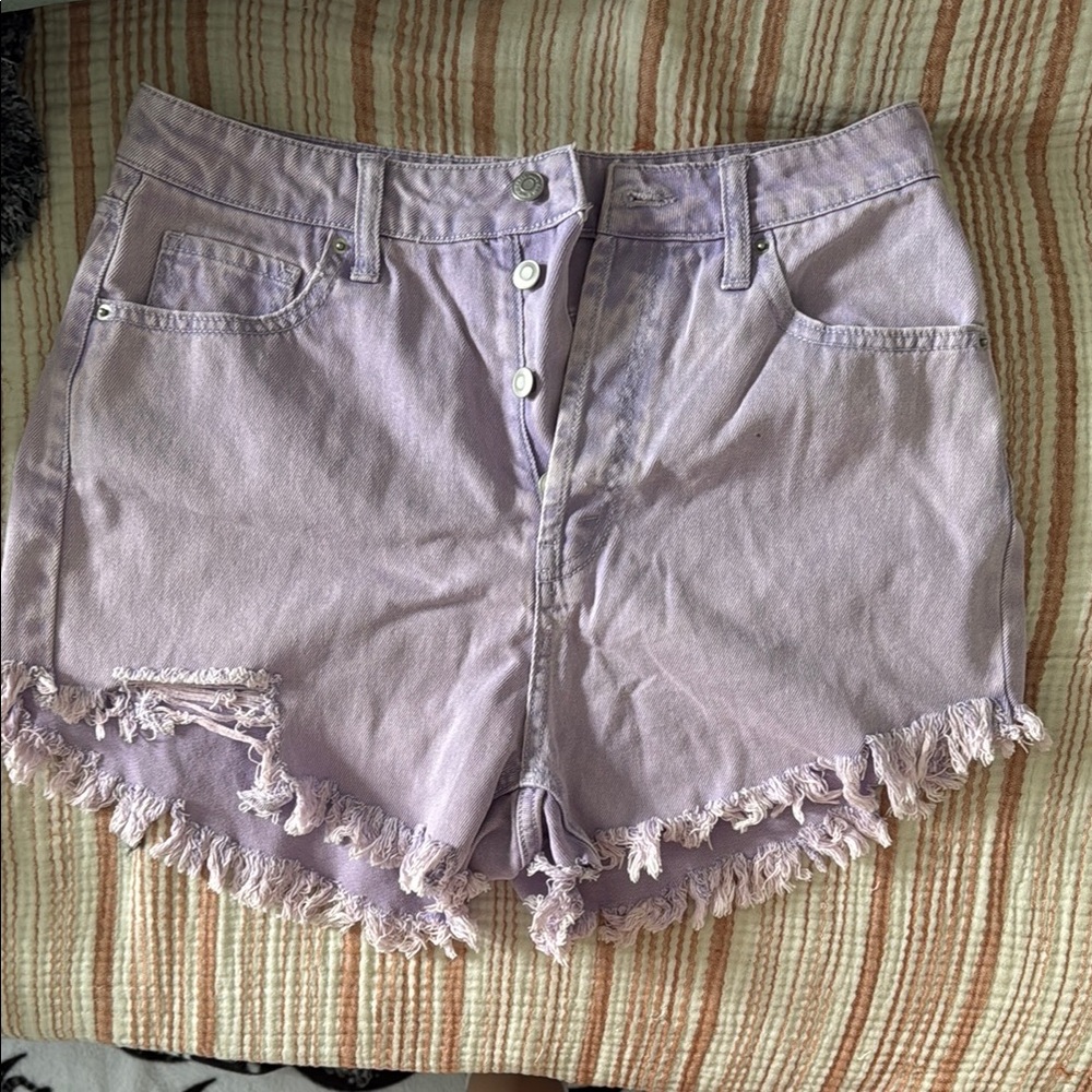Wild Fable Purple Jean Shorts with Frayed Hem